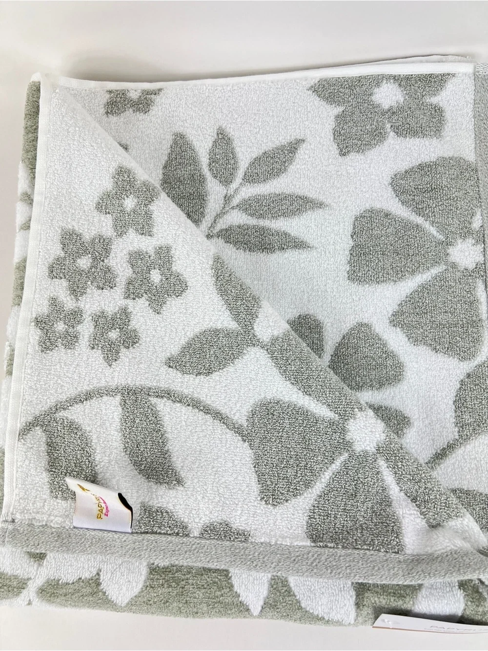 Papyrus Sage Green & White Floral Bath Towel Soft Cotton Blend 1 Pc NEW